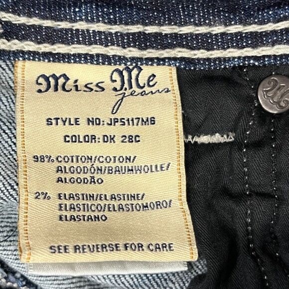 Miss Me Bermuda Jean Shorts Size 26 Embellished Cross Wing Pockets - Picture 7 of 12